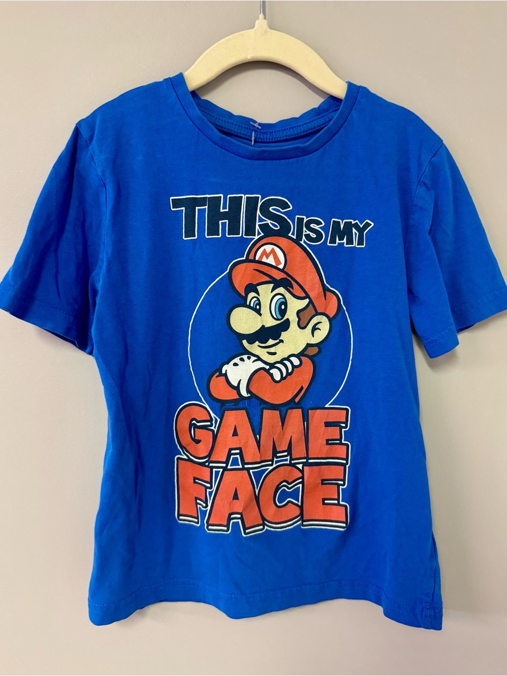 Nintendo Blue Kids' 'Game Face' Graphic Tee with Red Accents
